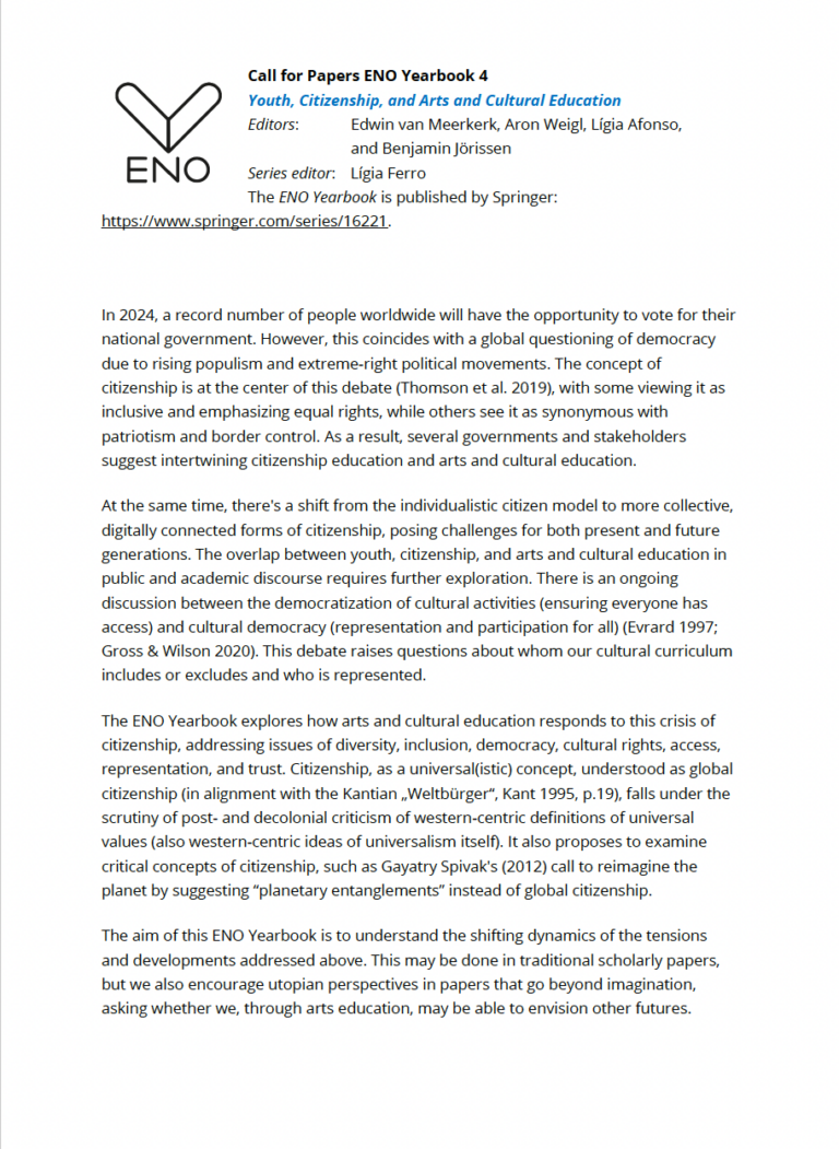 ENO Yearbook #4 – Call for Proposals